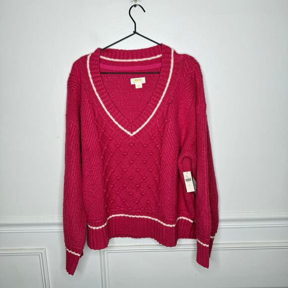Anthropologie Sweaters - Anthropologie Maeve Tilly V-Neck Pullover Pink Sweater NEW Womens Large